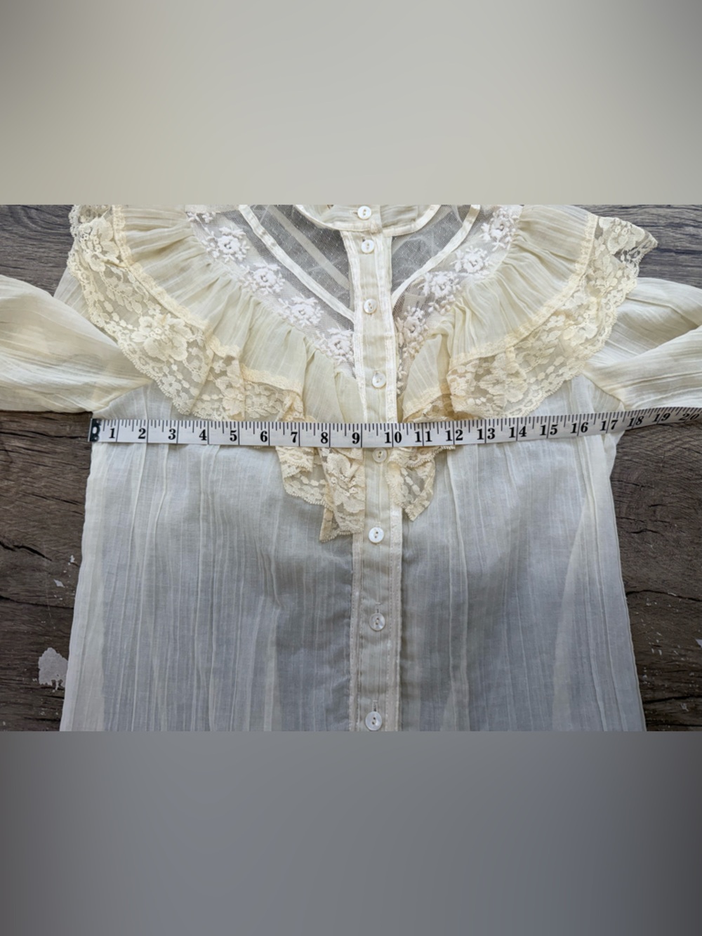 70s Gunne Sax Gauze Edwardian Lace Ruffle Blouse Victorian‎ size 11 - small - Picture 5 of 9